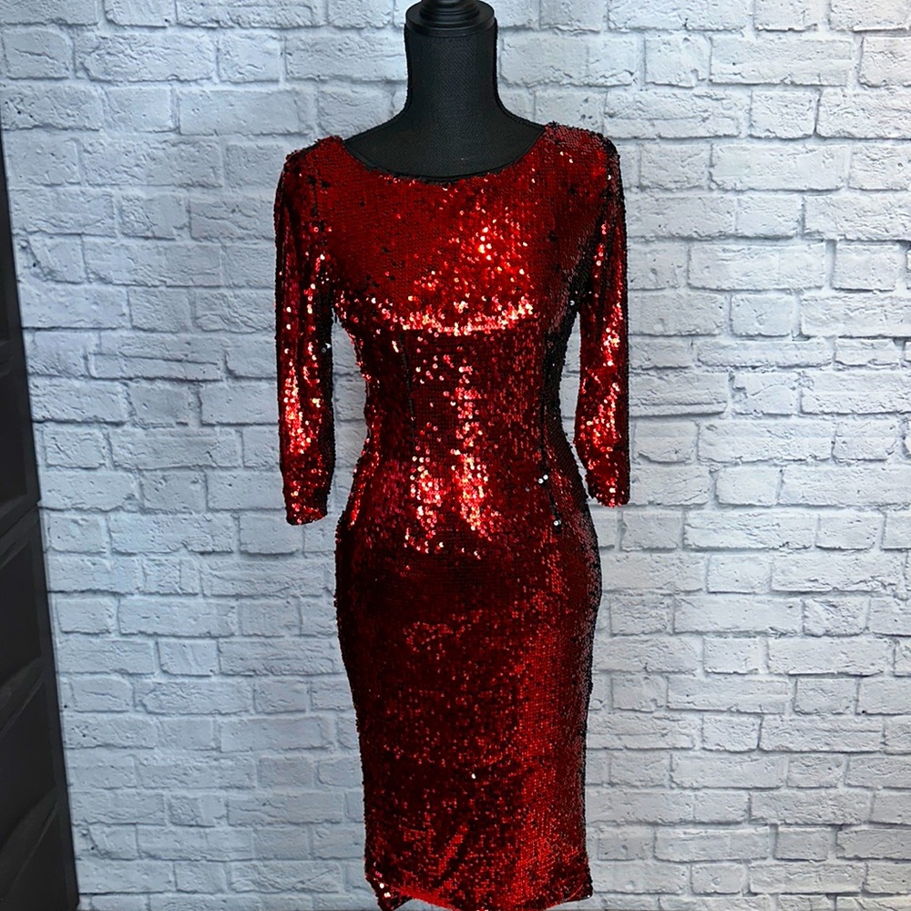 Red sequin dress